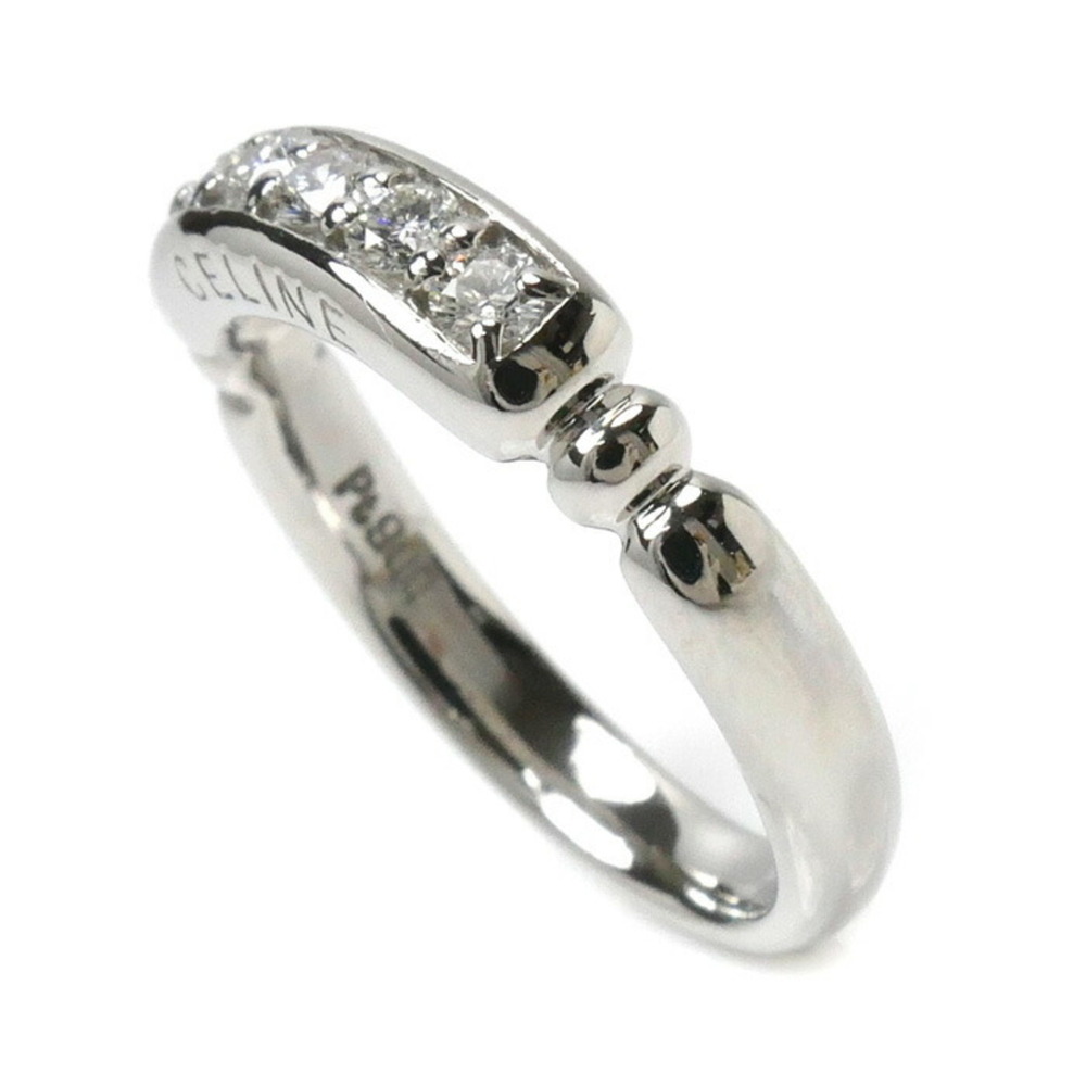 CELINE Pt900 Platinum Ring Diamond 0.32ct 6.2g Size 6 - Picture 2 of 7